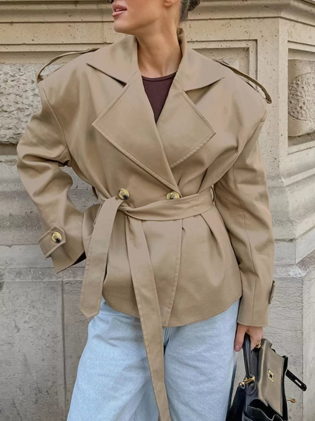 Trench Coat Women Double Breasted Belted Long Jacket Classic Overcoat — Kharites Shop - Kharites
