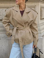 Trench Coat Women Double Breasted Belted Long Jacket Classic Overcoat — Kharites Shop - Kharites