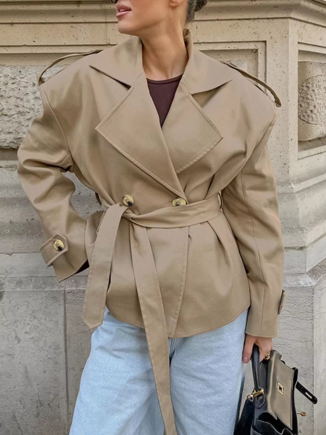 Trench Coat Women Double Breasted Belted Long Jacket Classic Overcoat — Kharites Shop - Kharites
