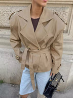Trench Coat Women Double Breasted Belted Long Jacket Classic Overcoat — Kharites Shop - Kharites