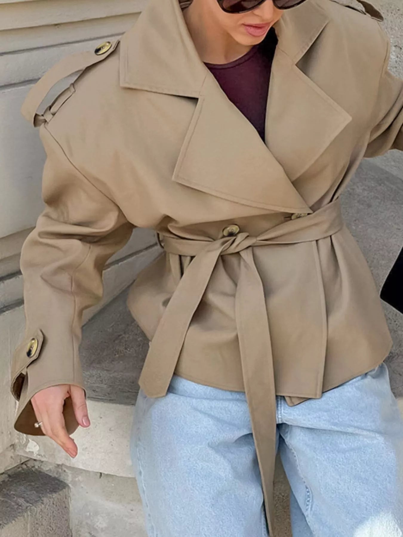 Trench Coat Women Double Breasted Belted Long Jacket Classic Overcoat — Kharites Shop - Kharites