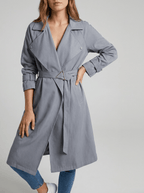 Trench Coat Women Wide Lapel Belted Long Jacket Classic Overcoat — Kharites Shop - Kharites