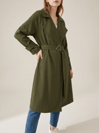 Trench Coat Women Wide Lapel Belted Long Jacket Classic Overcoat — Kharites Shop - Kharites