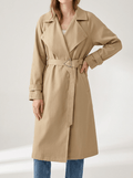 Trench Coat Women Wide Lapel Belted Long Jacket Classic Overcoat — Kharites Shop - Kharites
