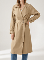 Trench Coat Women Wide Lapel Belted Long Jacket Classic Overcoat — Kharites Shop - Kharites