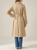 Trench Coat Women Wide Lapel Belted Long Jacket Classic Overcoat — Kharites Shop - Kharites