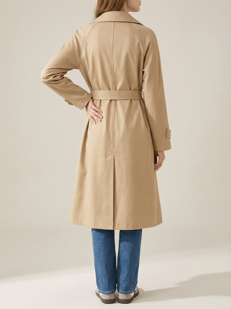 Trench Coat Women Wide Lapel Belted Long Jacket Classic Overcoat — Kharites Shop - Kharites