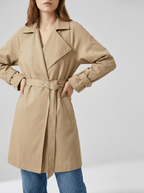 Trench Coat Women Wide Lapel Belted Long Jacket Classic Overcoat — Kharites Shop - Kharites