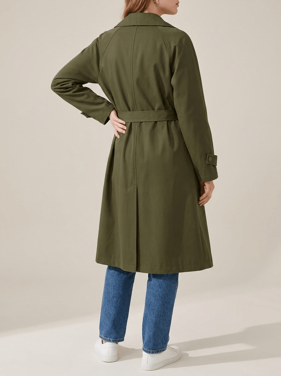 Trench Coat Women Wide Lapel Belted Long Jacket Classic Overcoat — Kharites Shop - Kharites