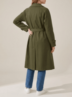 Trench Coat Women Wide Lapel Belted Long Jacket Classic Overcoat — Kharites Shop - Kharites