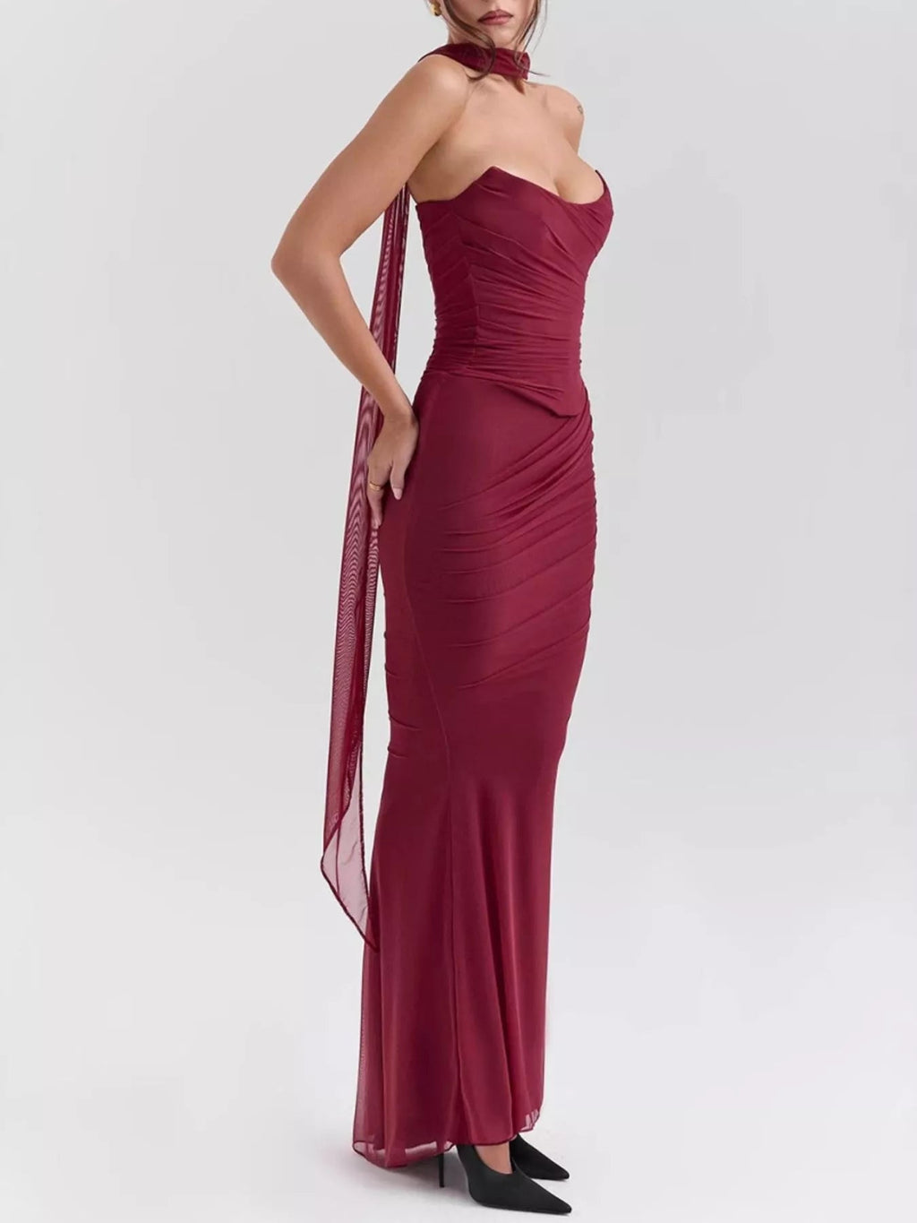 Two Piece Set Ruched Tube Top & Maxi Skirt Women Strapless — Kharites Shop - Kharites