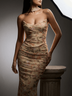 Two Piece Set Ruched Tube Top & Maxi Skirt Women Strapless — Kharites Shop - Kharites