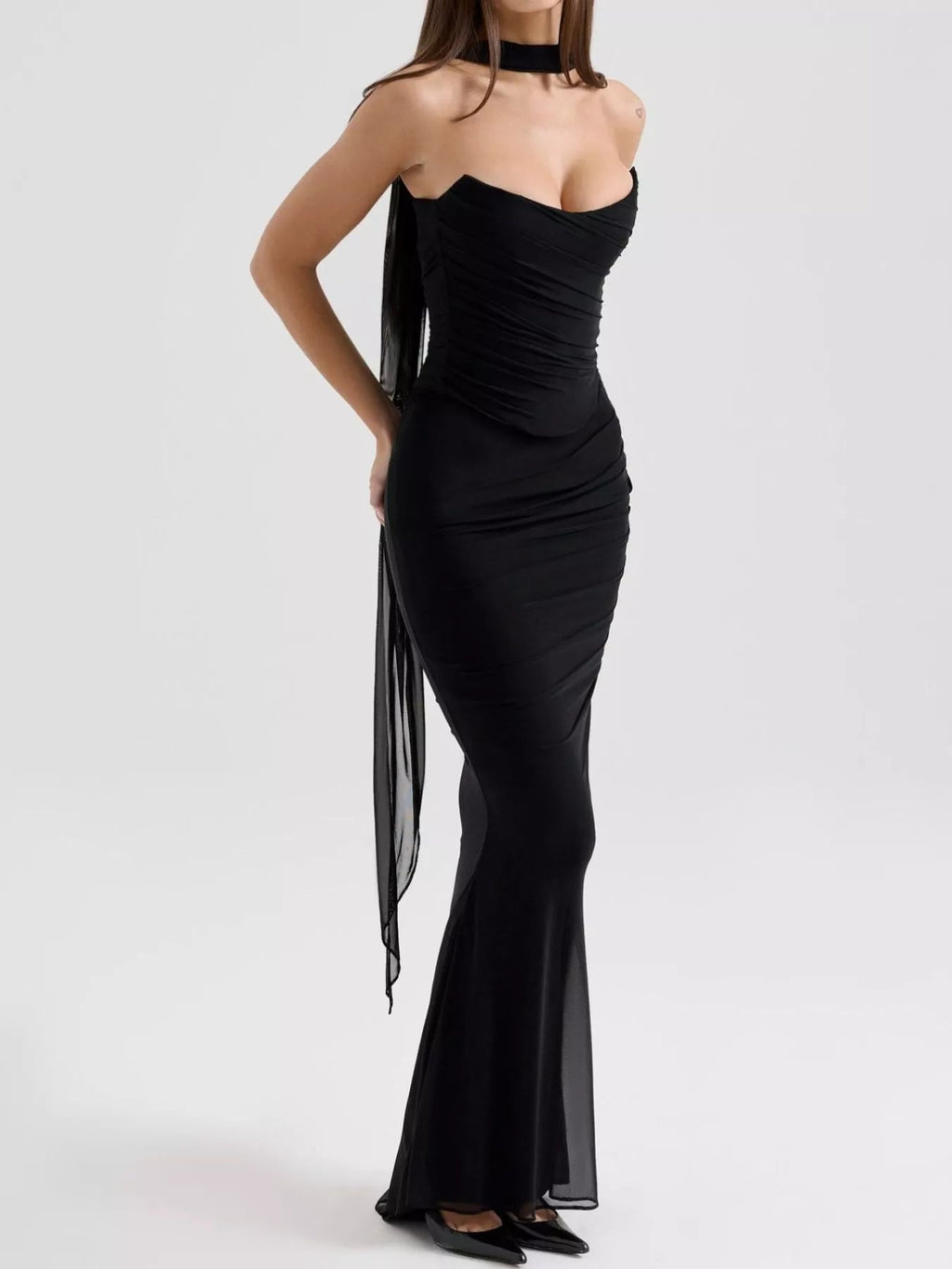 Two Piece Set Ruched Tube Top & Maxi Skirt Women Strapless — Kharites Shop - Kharites