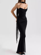 Two Piece Set Ruched Tube Top & Maxi Skirt Women Strapless — Kharites Shop - Kharites