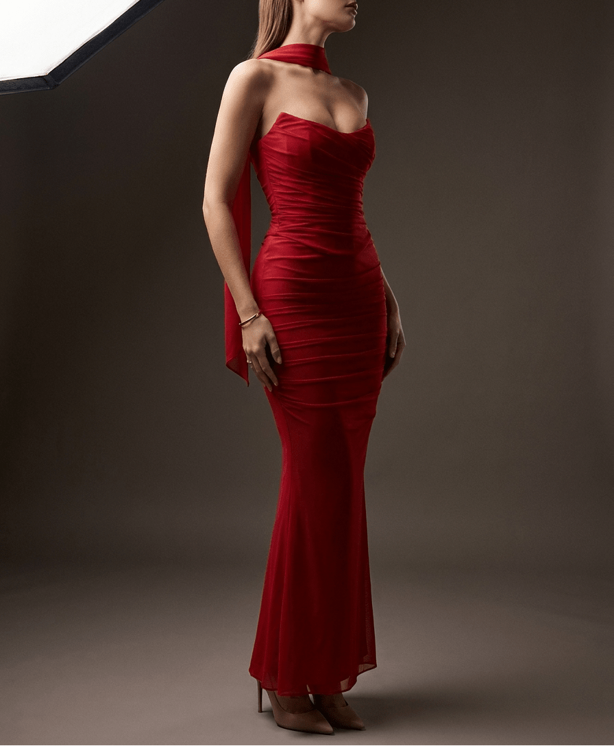 Two Piece Set Ruched Tube Top & Maxi Skirt Women Strapless — Kharites Shop - Kharites