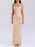 Two Piece Set Ruched Tube Top & Maxi Skirt Women Strapless — Kharites Shop - Kharites