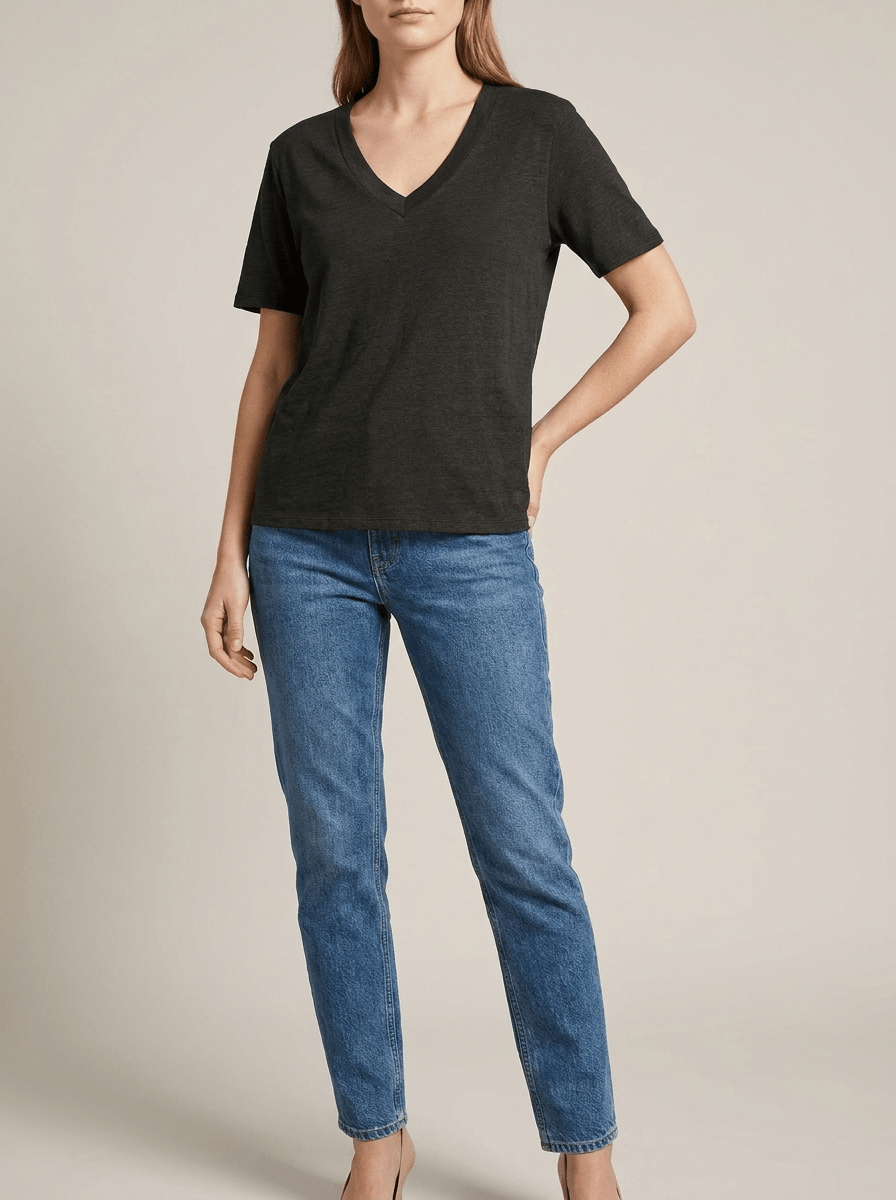 V Neck Cotton T Shirt Women Short Sleeve Basic Casual Everyday Top — Kharites Shop - Kharites