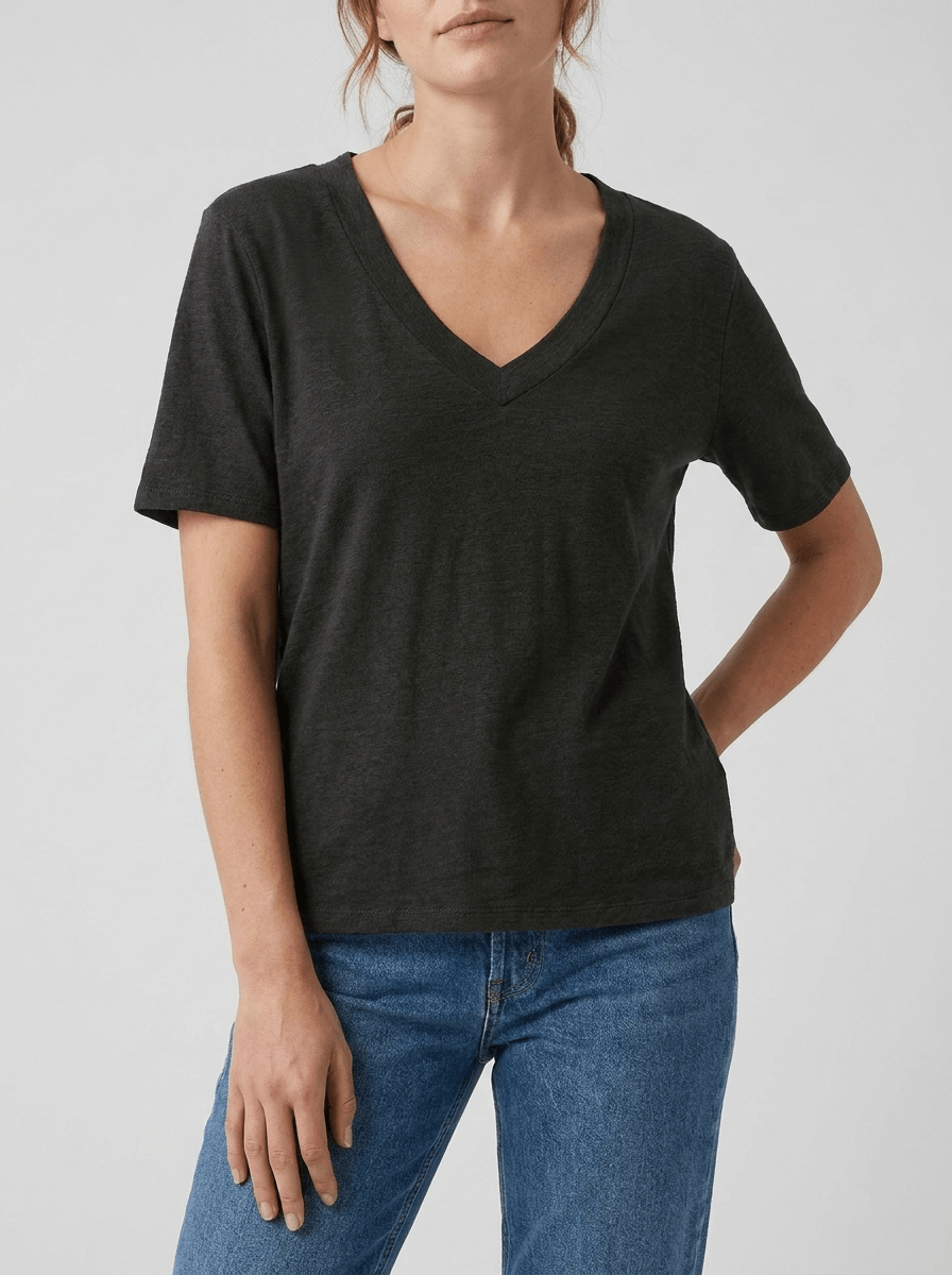 V Neck Cotton T Shirt Women Short Sleeve Basic Casual Everyday Top — Kharites Shop - Kharites