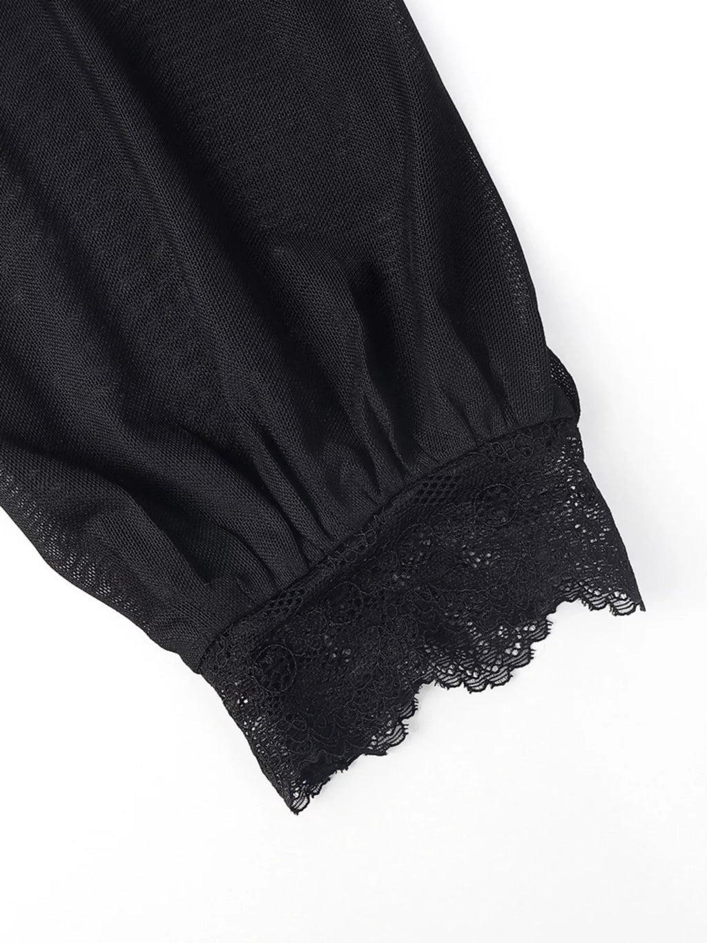 Velvet Blouse Women Lace Trim Sheer Sleeve Ruffle Going Out Top — Kharites Shop - Kharites