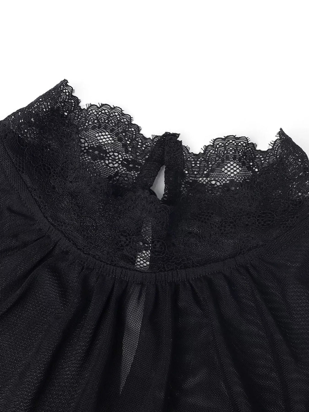 Velvet Blouse Women Lace Trim Sheer Sleeve Ruffle Going Out Top — Kharites Shop - Kharites