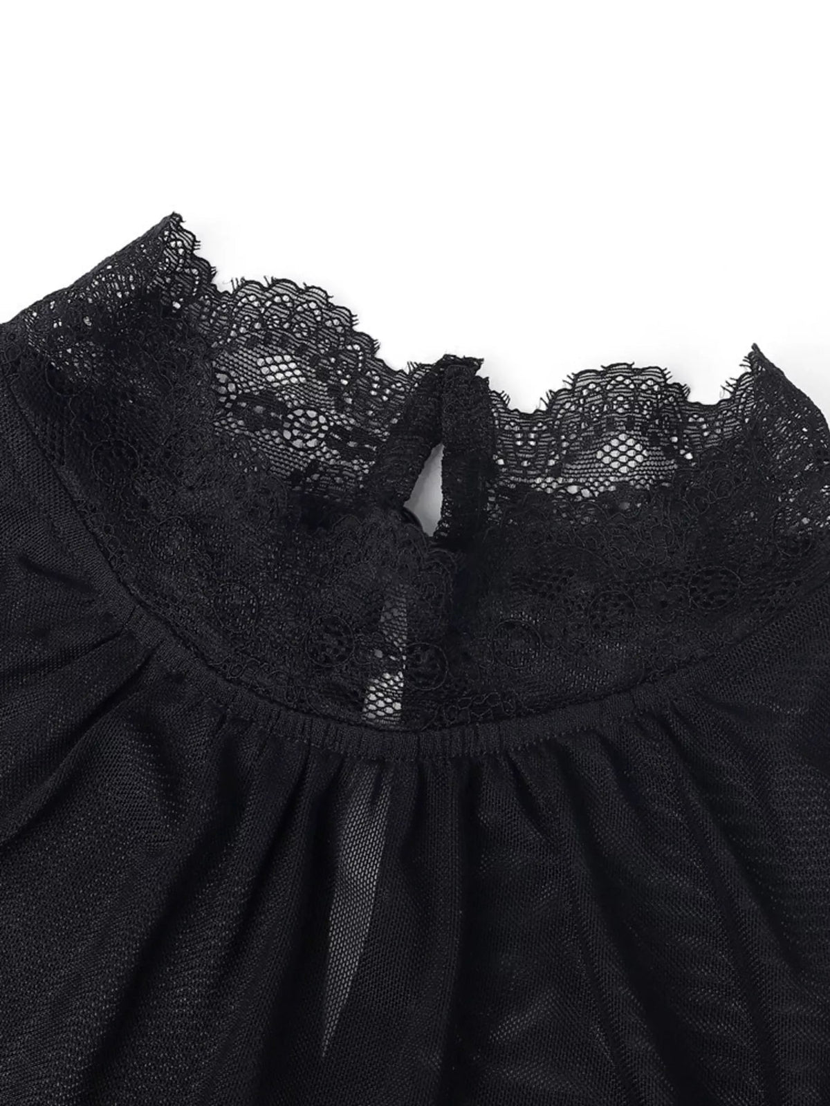 Velvet Blouse Women Lace Trim Sheer Sleeve Ruffle Going Out Top — Kharites Shop - Kharites