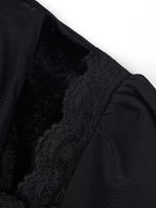 Velvet Blouse Women Lace Trim Sheer Sleeve Ruffle Going Out Top — Kharites Shop - Kharites