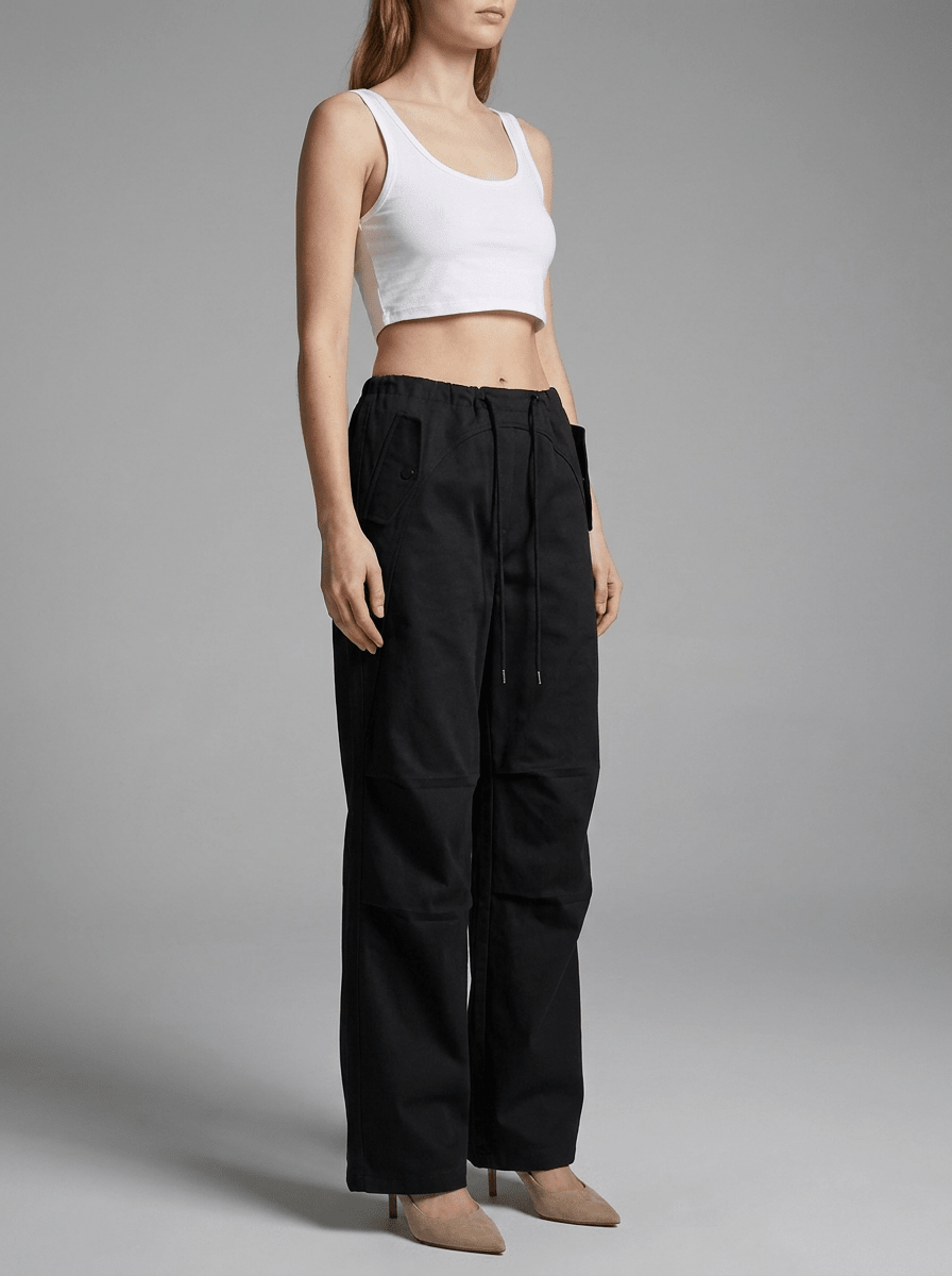 Wide Leg Drawstring Pants Women Casual Trousers With Pockets — Kharites Shop - Kharites
