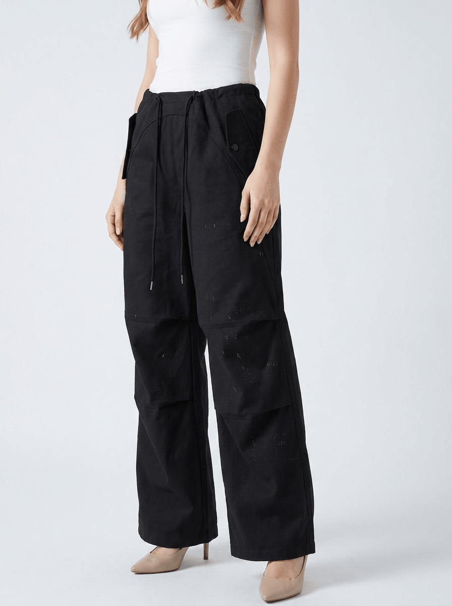 Wide Leg Drawstring Pants Women Casual Trousers With Pockets — Kharites Shop - Kharites