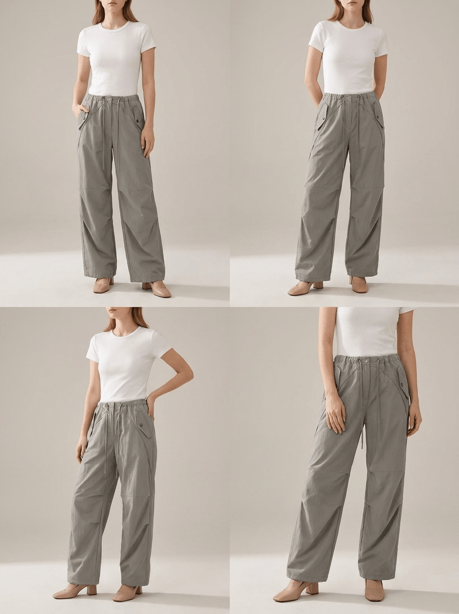 Wide Leg Drawstring Pants Women Casual Trousers With Pockets — Kharites Shop - Kharites