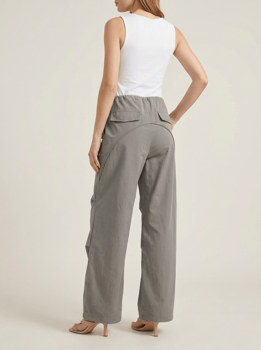 Wide Leg Drawstring Pants Women Casual Trousers With Pockets — Kharites Shop - Kharites