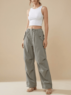 Wide Leg Drawstring Pants Women Casual Trousers With Pockets — Kharites Shop - Kharites