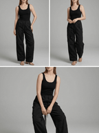Wide Leg Drawstring Pants Women Casual Trousers With Pockets — Kharites Shop - Kharites