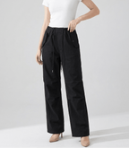 Wide Leg Drawstring Pants Women Casual Trousers With Pockets — Kharites Shop - Kharites