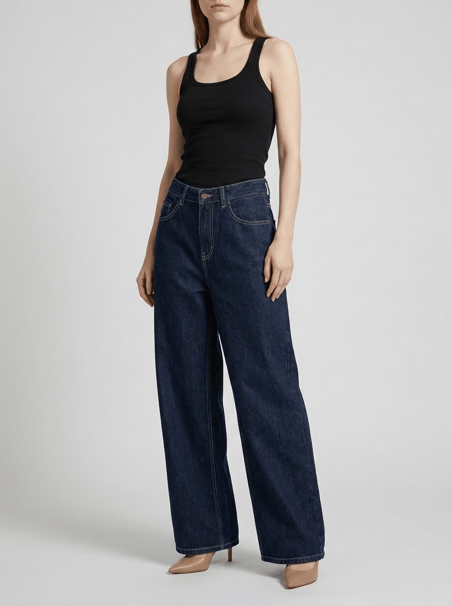 Wide Leg Jeans Women High Waisted Denim Trousers With Pockets — Kharites Shop - Kharites