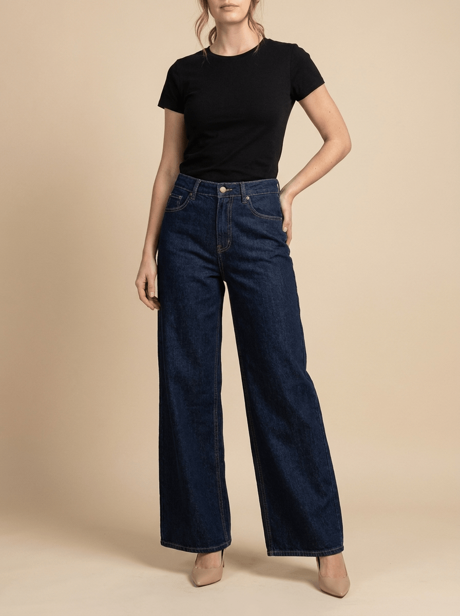 Wide Leg Jeans Women High Waisted Denim Trousers With Pockets — Kharites Shop - Kharites