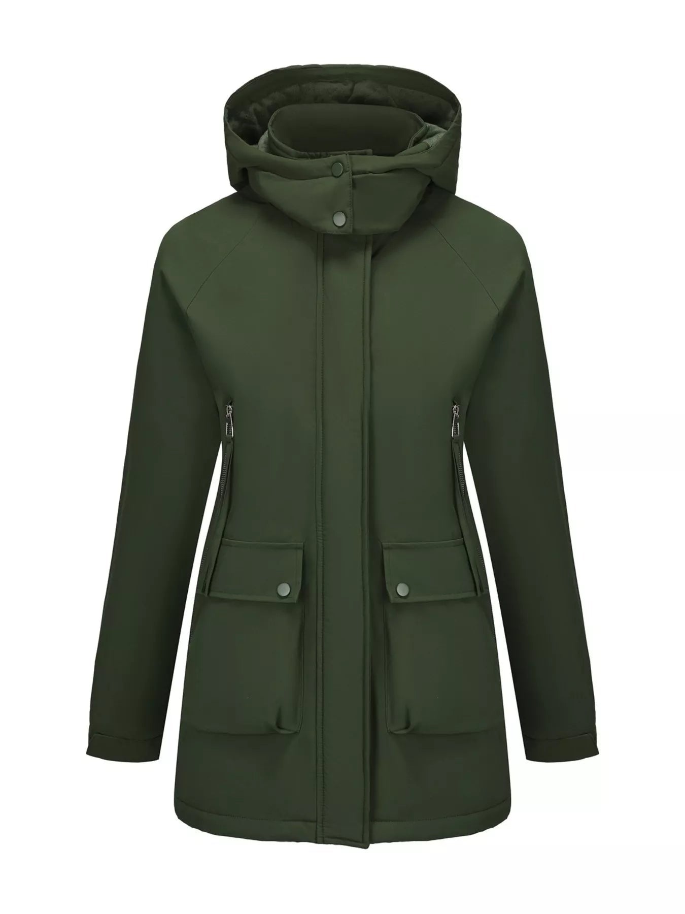 Zip Up Hooded Parka Jacket Women Lined Utility Winter Coat Plus Size — Kharites Shop - Kharites