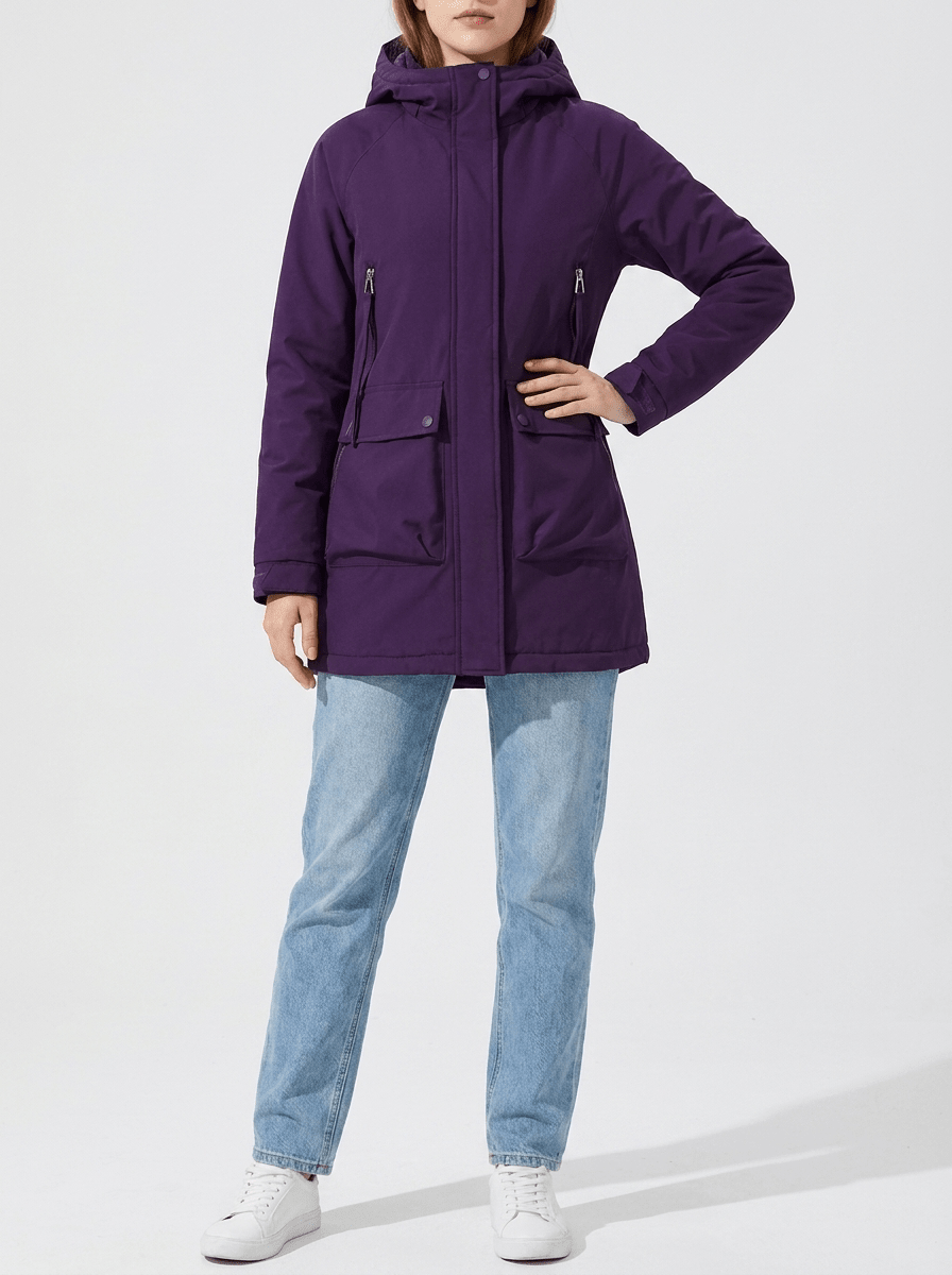 Zip Up Hooded Parka Jacket Women Lined Utility Winter Coat Plus Size — Kharites Shop - Kharites