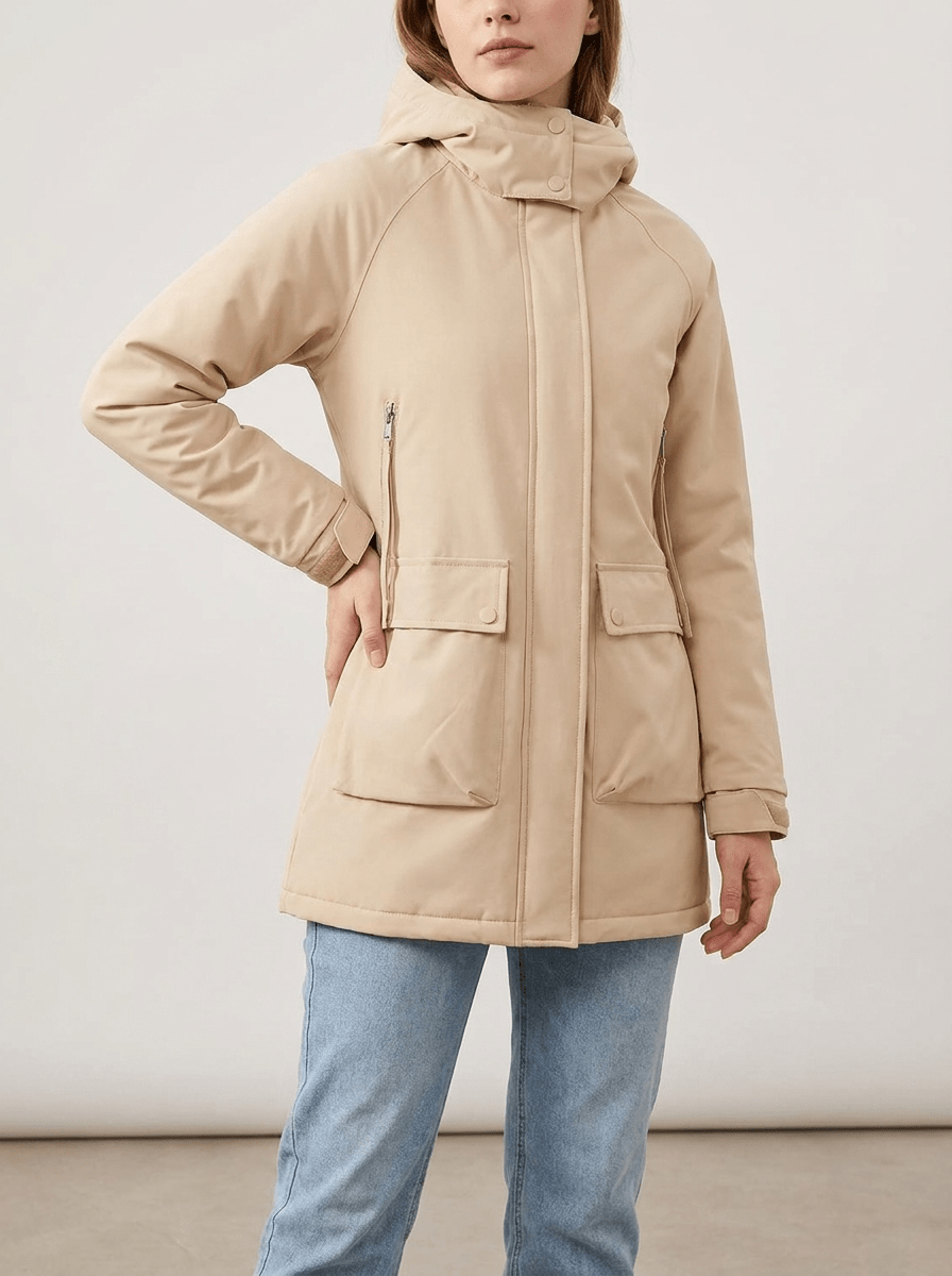 Zip Up Hooded Parka Jacket Women Lined Utility Winter Coat Plus Size — Kharites Shop - Kharites