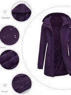 Zip Up Hooded Parka Jacket Women Lined Utility Winter Coat Plus Size — Kharites Shop - Kharites