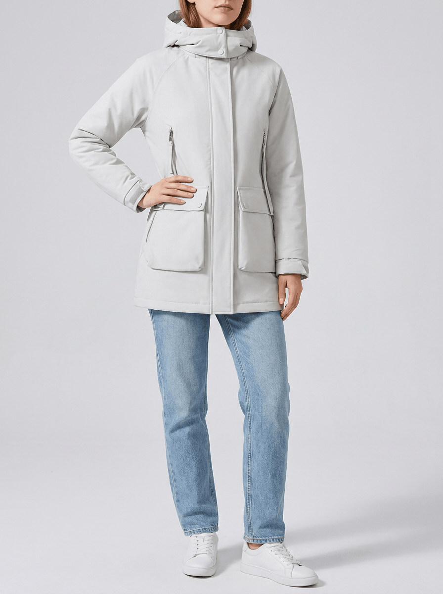 Zip Up Hooded Parka Jacket Women Lined Utility Winter Coat Plus Size — Kharites Shop - Kharites