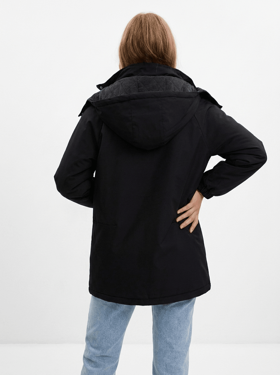Zip Up Hooded Parka Jacket Women Lined Utility Winter Coat Plus Size — Kharites Shop - Kharites
