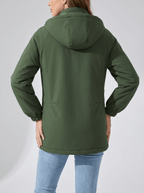 Zip Up Hooded Parka Jacket Women Lined Utility Winter Coat Plus Size — Kharites Shop - Kharites