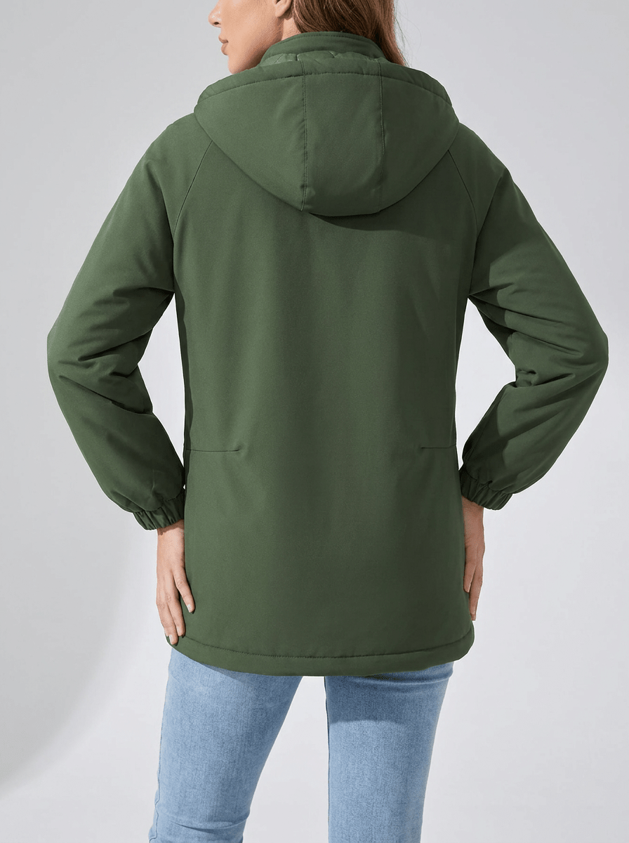 Zip Up Hooded Parka Jacket Women Lined Utility Winter Coat Plus Size — Kharites Shop - Kharites
