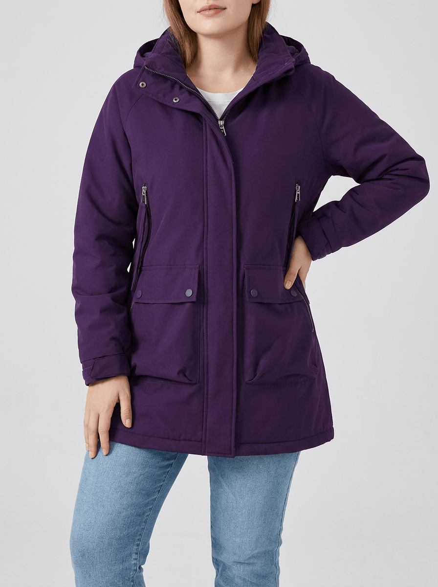 Zip Up Hooded Parka Jacket Women Lined Utility Winter Coat Plus Size — Kharites Shop - Kharites