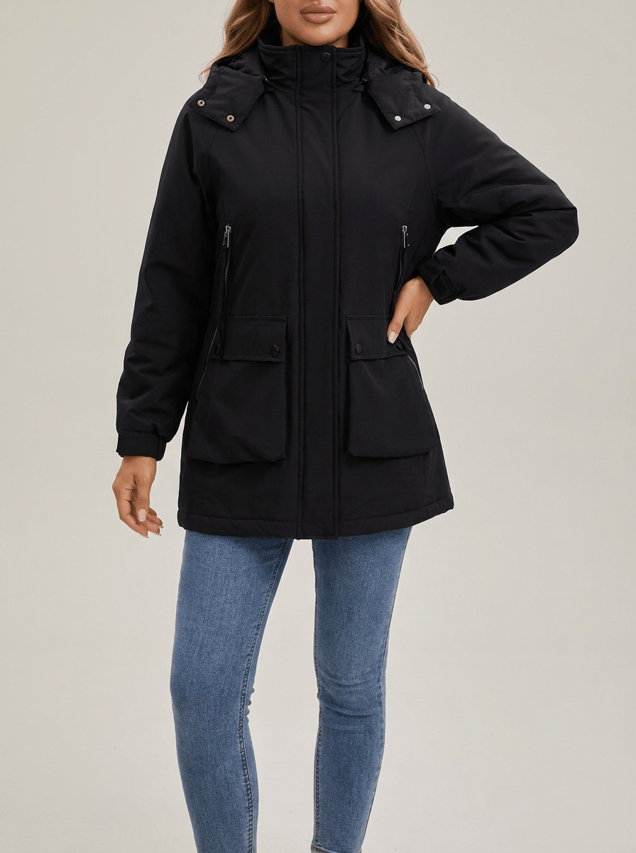 Zip Up Hooded Parka Jacket Women Lined Utility Winter Coat Plus Size — Kharites Shop - Kharites