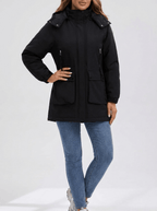 Zip Up Hooded Parka Jacket Women Lined Utility Winter Coat Plus Size — Kharites Shop - Kharites