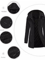 Zip Up Hooded Parka Jacket Women Lined Utility Winter Coat Plus Size — Kharites Shop - Kharites