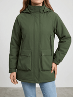 Zip Up Hooded Parka Jacket Women Lined Utility Winter Coat Plus Size — Kharites Shop - Kharites