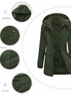 Zip Up Hooded Parka Jacket Women Lined Utility Winter Coat Plus Size — Kharites Shop - Kharites