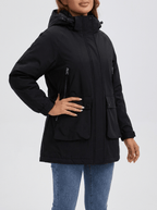 Zip Up Hooded Parka Jacket Women Lined Utility Winter Coat Plus Size — Kharites Shop - Kharites